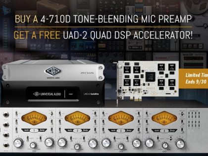 Gratis UAD-2 Quad accelator bij aanschaf UA 4-710d mic preamp